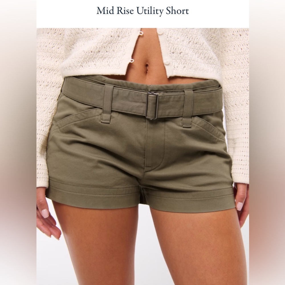 Abercrombie & Fitch Women's Cargo Shorts: mid rise utility shorts, green, 24